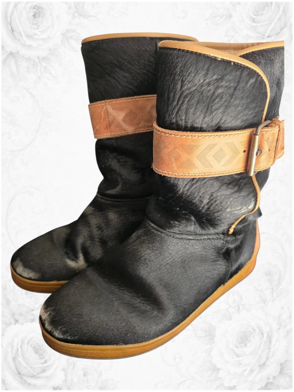 Vintage Tecnica Country Pony Hair Leather Après Ski Boots Made in Italy EU 44